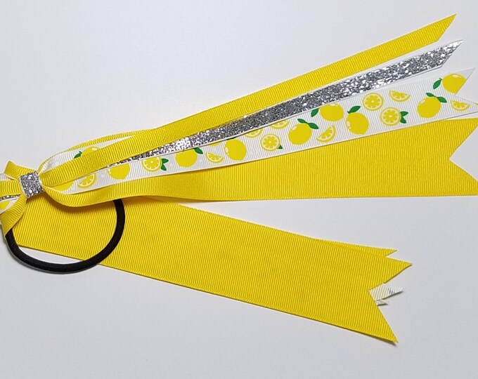 Lemon Ponytail Streamer *You Choose Solid Ribbon Color- Glitter Color & Length*