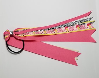 1st Grade Ponytail Streamer *You Choose Solid Ribbon Color- Glitter Color & Length*