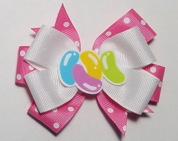 3.5" Jelly Bean Hair Bow *You Choose Polka Dot Bow Color*