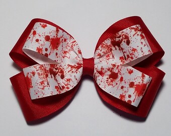 5" Blood Splatter Hair Bow *You Choose Solid Bow Color*