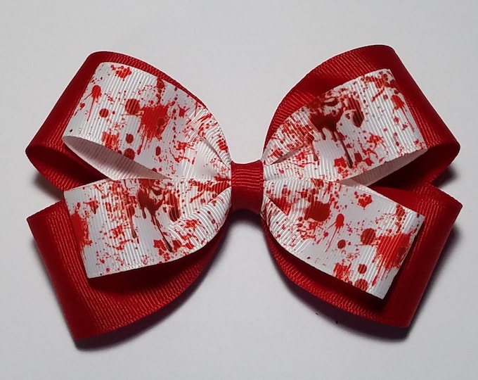 5" Blood Splatter Hair Bow *You Choose Solid Bow Color*
