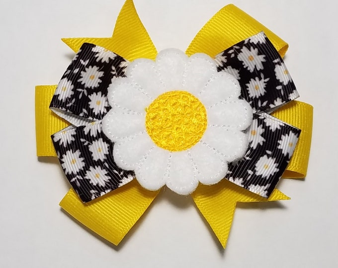 3.5" Daisy Hair Bow *You Choose Solid Bow Color*