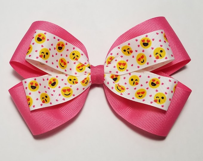 5" Emoji Hair Bow *You Choose Solid Bow Color*