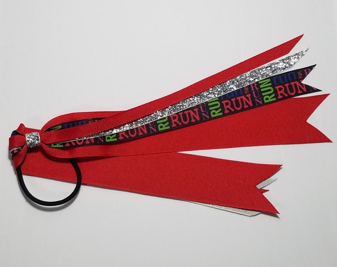 Run Ponytail Streamer *You Choose Solid Ribbon Color- Glitter Color & Length*