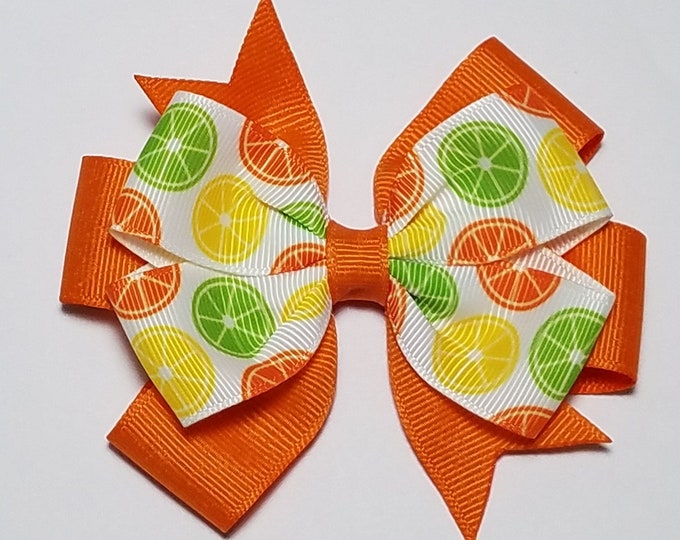 3.5" Citrus Fruit Hair Bow *You Choose Solid Bow Color*