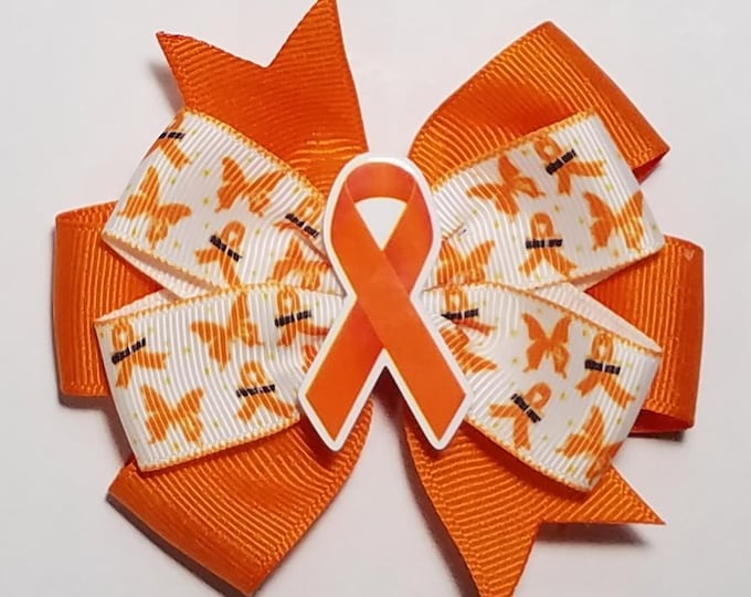 3.5" Orange Awareness Ribbon Hair Bow