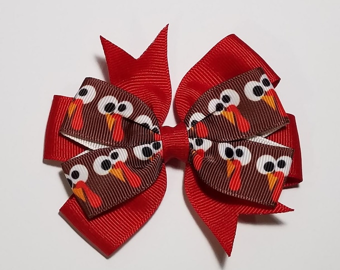 3.5" Turkey Hair Bow *You Choose Solid Bow Color*