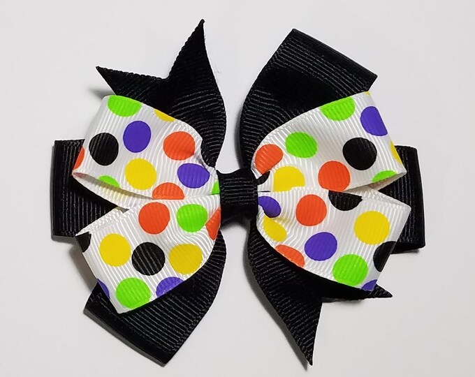 3.5" Halloween Polka Dot *You Choose Solid Bow Color*