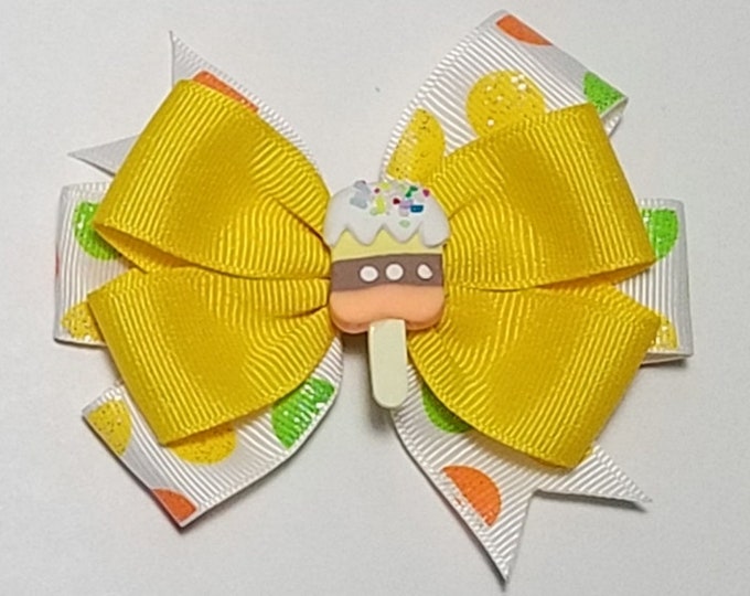3.5" Ice Cream Sprinkles Hair Bow *You Choose Solid Bow Color*