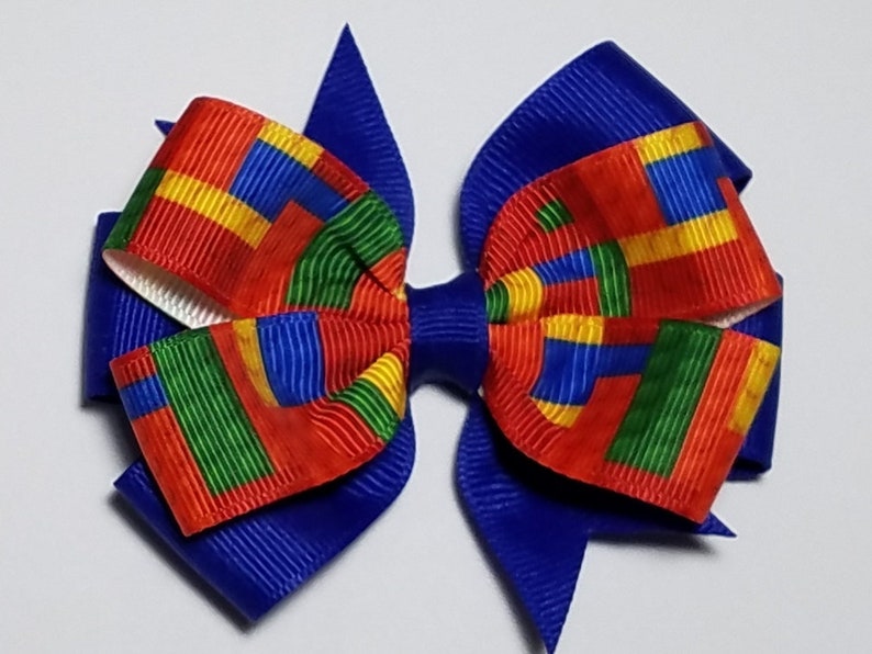 Building Gift Girl School Hair Bow Block Birthday Bow 3.5 Building Block Clip Block Barrette Blocks Hair Bow Building Block Pigtail