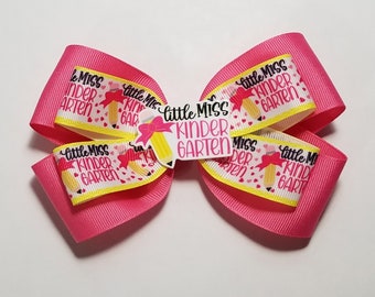 5" Kindergarten Hair Bow *You Choose Solid Bow Color*