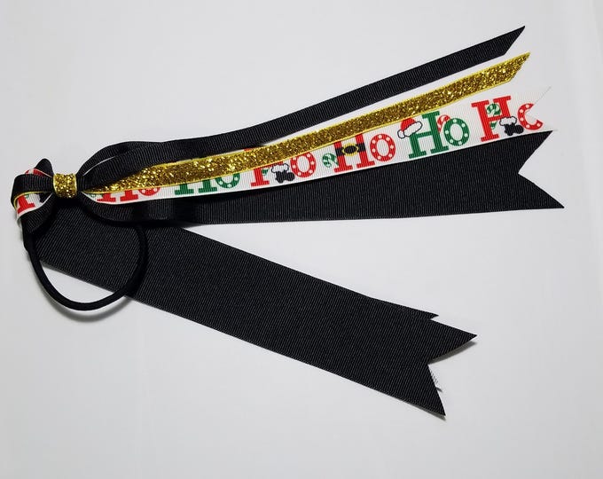 Ho Ho Ho Glitter Christmas Ponytail Streamer *You Choose Solid Color- Glitter Color & Length*
