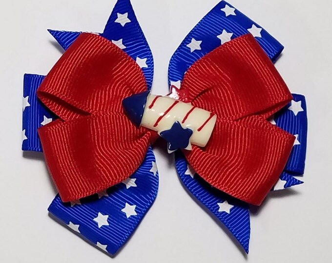 3.5" Firecracker Hair Bow *You Choose Solid Bow Color*
