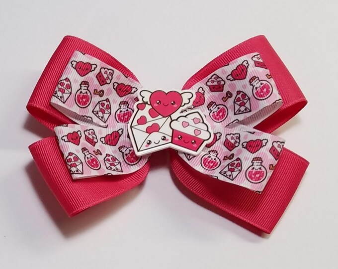 5" Valentine's Day Hair Bow *You Choose Solid Bow Color*