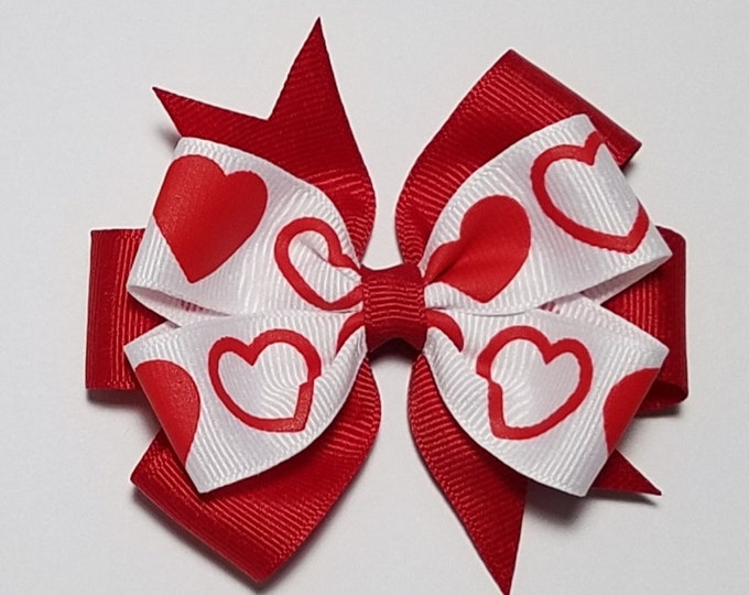 3.5" Heart Hair Bow *You Choose Solid Bow Color*