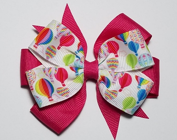 3.5" Hot Air Balloon Hair Bow *You Choose Solid Bow Color*