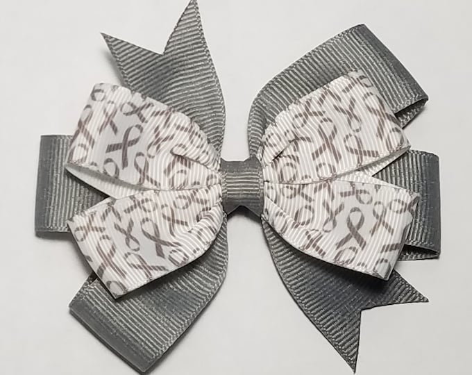 3.5" Gray Awareness Ribbon Hair Bow