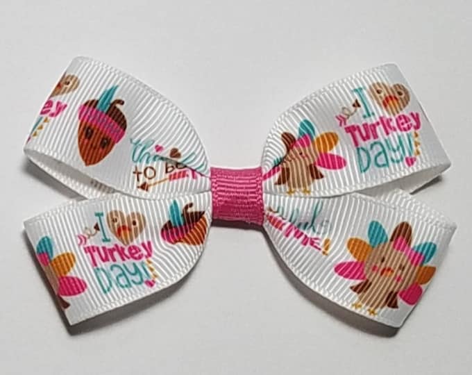 3" Turkey Day Thanksgiving Hair Bow
