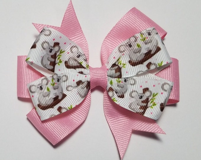 3.5" Koala Bear Hair Bow *You Choose Solid Bow Color*