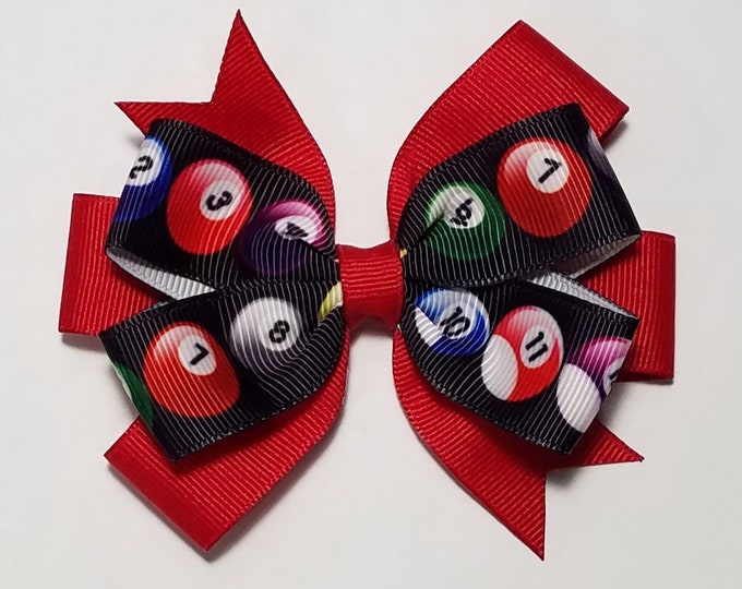3.5" Billiard Balls Hair Bow *You Choose Solid Bow Color*