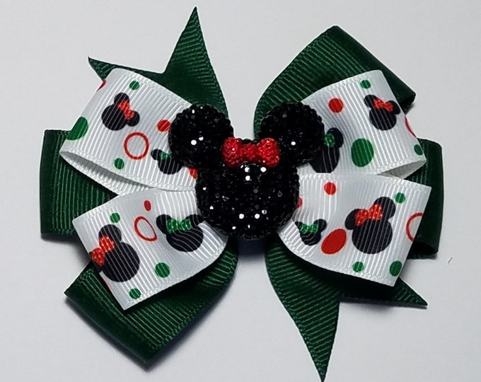 3.5" Christmas Hair Bow *You Choose Solid Bow Color*