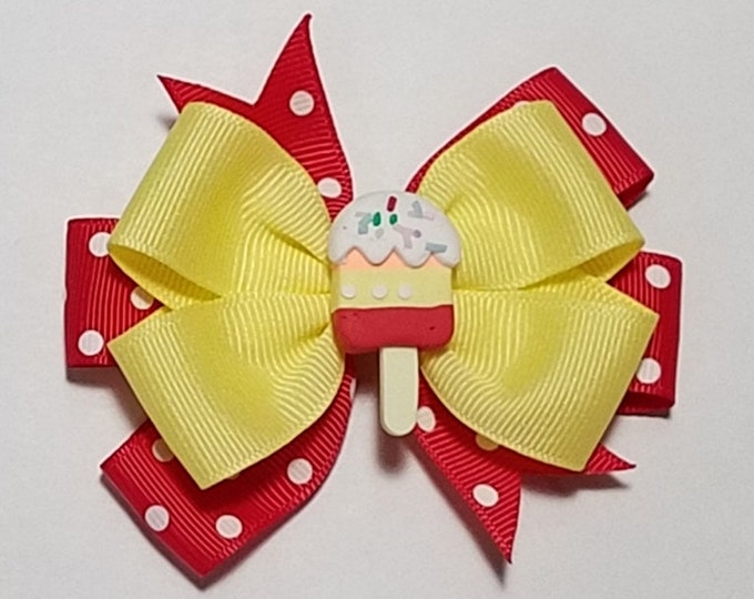 3.5" Ice Cream Sprinkles Hair Bow *You Choose Solid Bow Color*