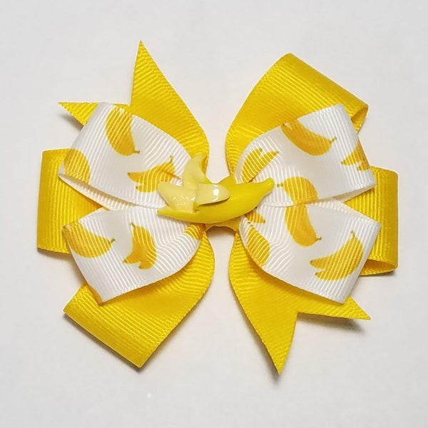 3.5" Banana Hair Bow *You Choose Solid Bow Color*