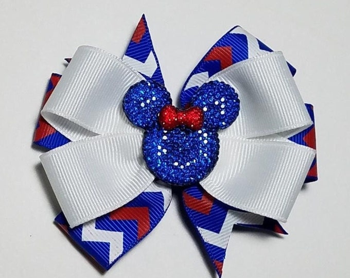 3.5" Patriotic Hair Bow *You Choose Solid Bow Color*