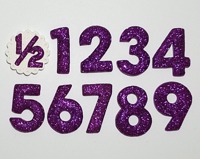 Purple Glitter Birthday Number- Clay Glitter Number Hairbow Center- NOT CANDLES