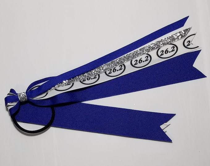 26.2 Marathon Ponytail Streamer *You Choose Solid Ribbon Color- Glitter Color & Length*