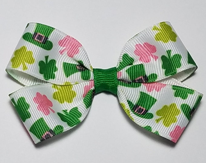 3" St. Patrick Shamrock Hair Bow