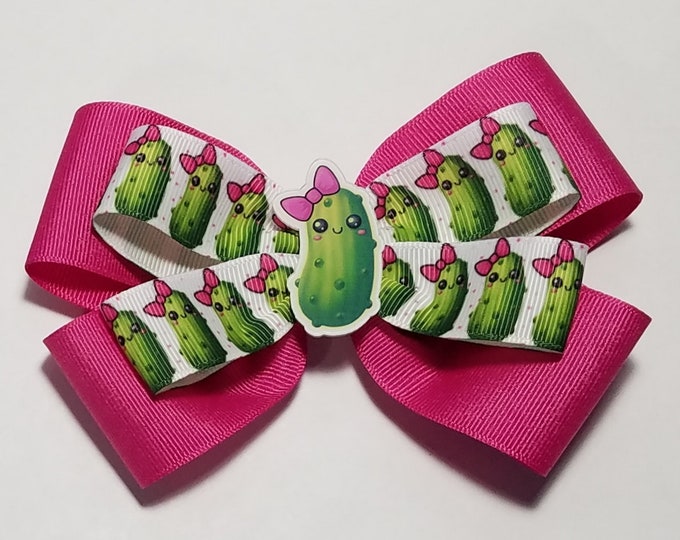 5" Pickle Hair Bow *You Choose Solid Bow Color*