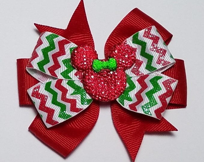 3.5" Christmas Hair Bow *You Choose Solid Bow Color*