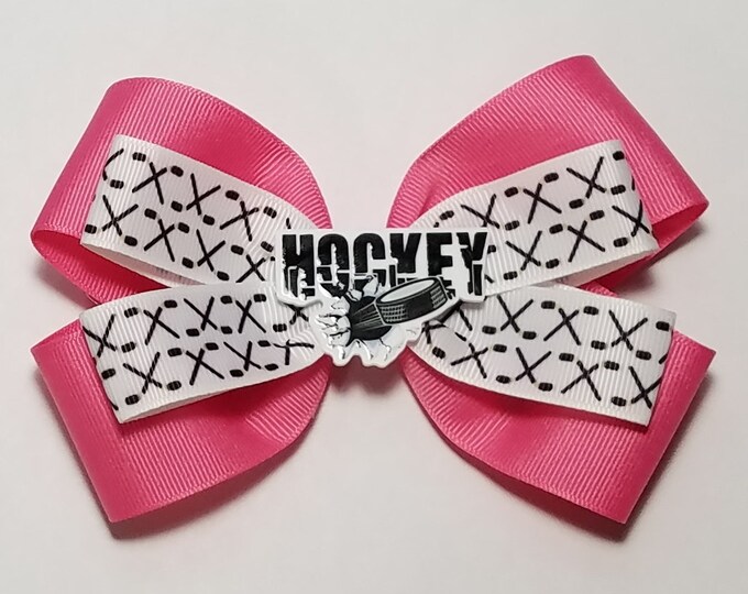 5" Hockey Hair Bow *You Choose Solid Bow Color*