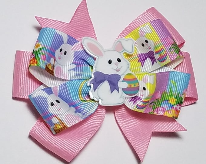 3.5" Easter Hair Bow *You Choose Solid Bow Color*