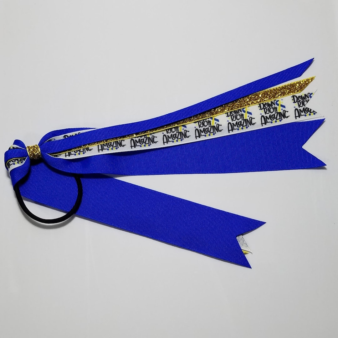 Down Syndrome Yellow Blue Awareness Ribbon Ponytail Streamer *you ...