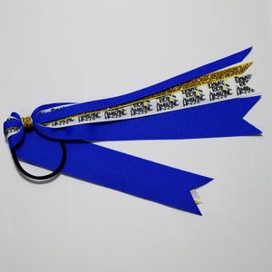 Down Syndrome Yellow Blue Awareness Ribbon Ponytail Streamer *You Choose Solid Ribbon Color- Glitter Color & Length*