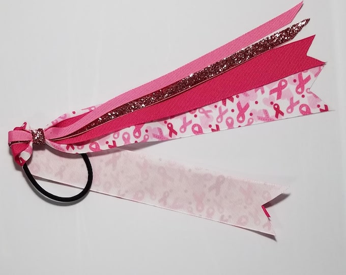 Pink Awareness Breast Cancer Ponytail Streamer *You Choose Length*
