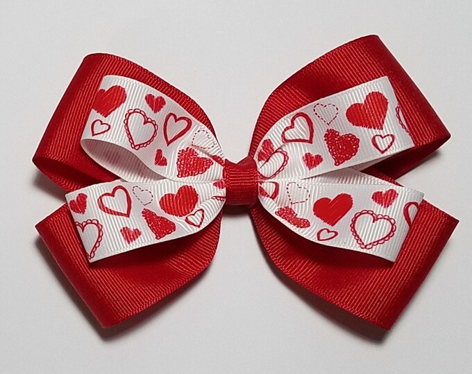 5" Heart Hair Bow *You Choose Solid Bow Color*