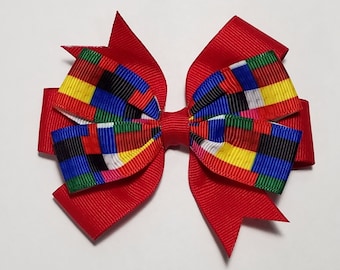 3.5" Building Blocks Hair Bow *You Choose Solid Bow Color*