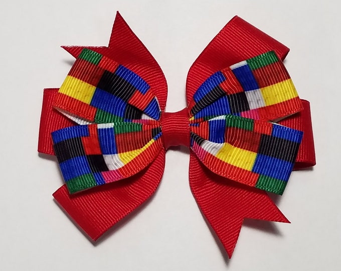 3.5" Building Blocks Hair Bow *You Choose Solid Bow Color*