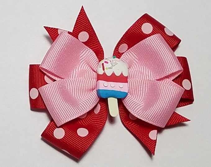 3.5" Ice Cream Sprinkles Hair Bow *You Choose Solid Bow Color*