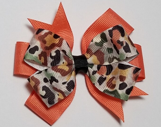 3.5" Leopard Hair Bow *You Choose Solid Bow Color*