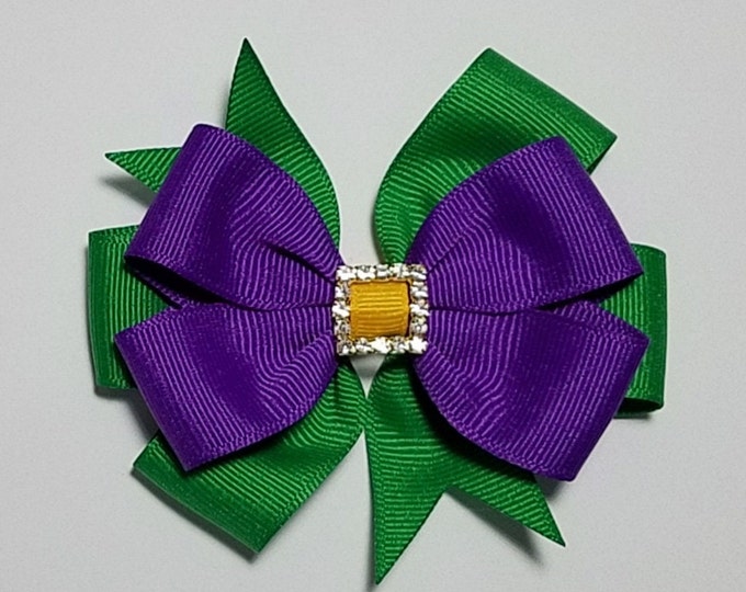 3.5" Mardi Gras Hair Bow