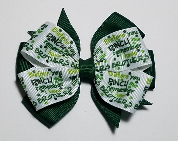 3.5" St. Patrick's Day Hair Bow *You Choose Solid Bow Color*