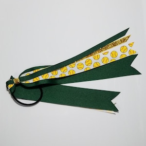 Softball Ponytail Streamer *You Choose Solid Ribbon Color-Glitter Color & Length*