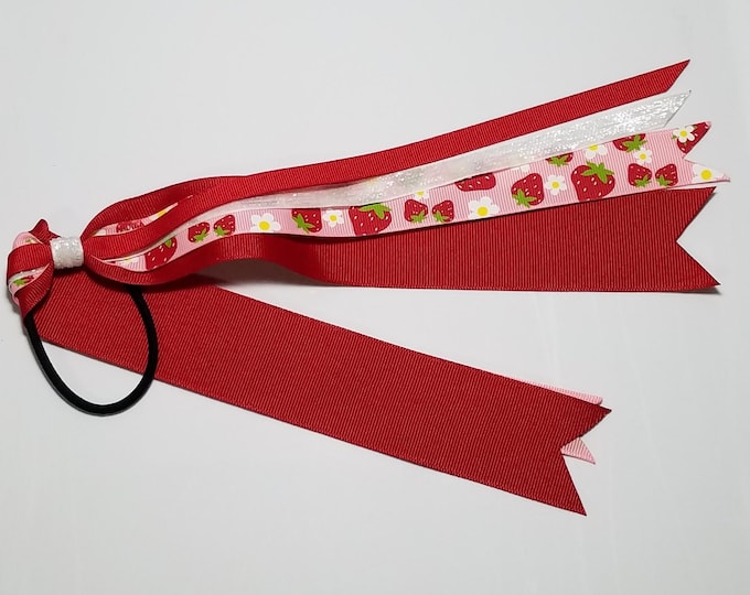 Strawberry Ponytail Streamer *You Choose Solid Ribbon Color & Length*