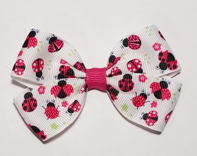 3" Pink Ladybug Hair Bow