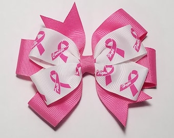 Lazo para el cabello rosa de 3.5" para concienciar sobre el cáncer de mama (color sólido a elegir)