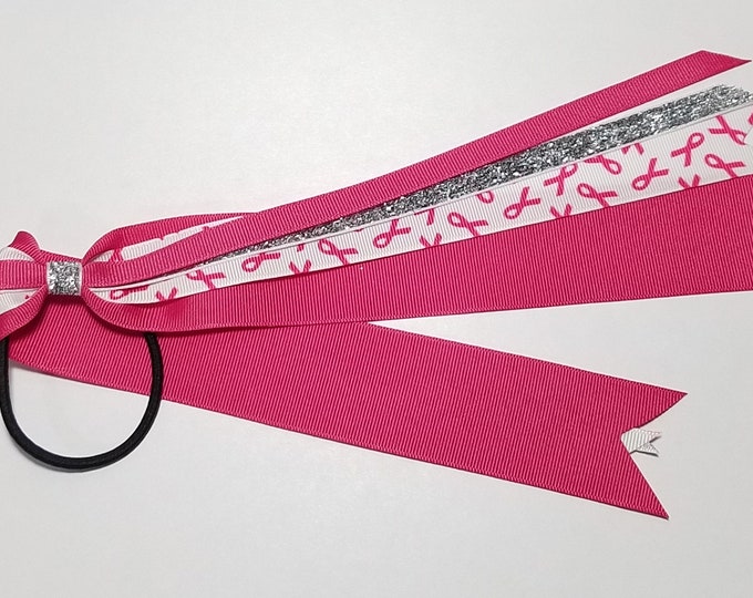 Pink Awareness Ribbon Ponytail Streamer *You Choose Length*